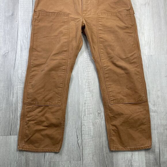 Round House Bib Overalls Mens 40x30 Duck Canvas Double Knee Vintage USA Made Q - Picture 5 of 12